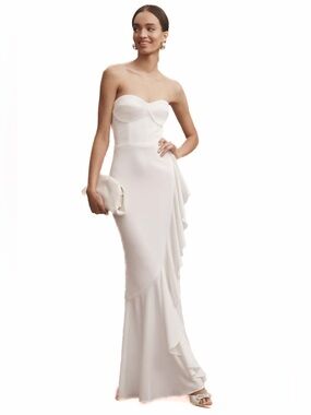 Dress The Population Convertible Mermaid Ruffle Formal Gown White XXL 12/14 NWT